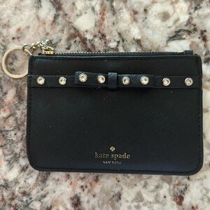 Kate Spade Black Card Holder with Gold and Silver Details
